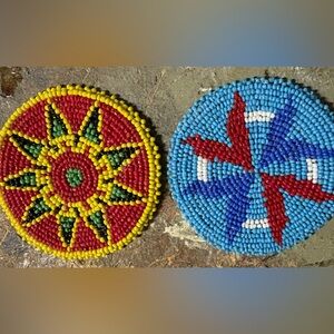 Vintage 3 inch hand sewn beaded rosettes